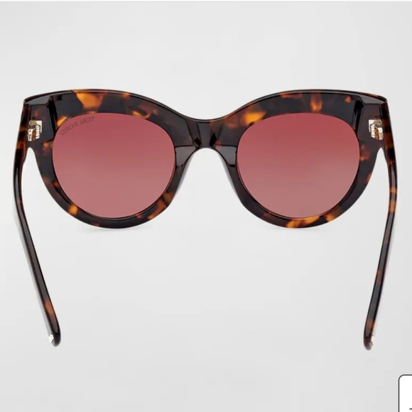 Tom Ford Lucille Cat Eye Sunglasses Dark Havanah Bordeaux Luxury Designer #106 - Picture 3 of 17